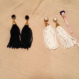 Stella & Dot Black and White Tassell Earrings Never Worn